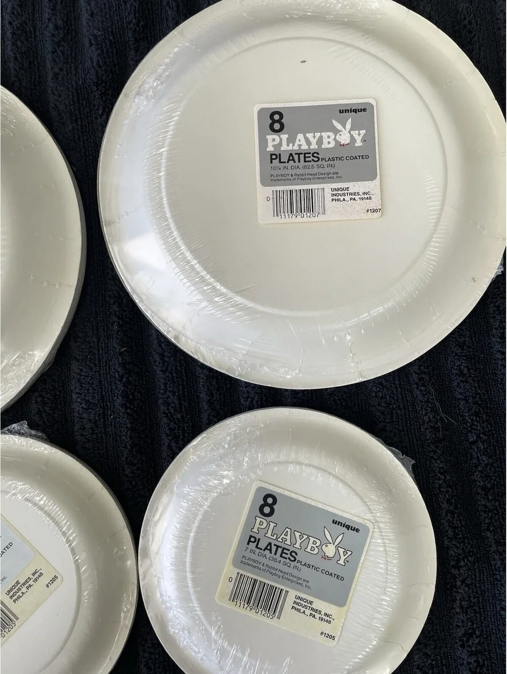 SEALED Vintage Playboy Logo Paper Plates Plastic Coated Unique #1205 & #1207